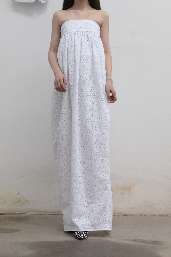 MING MA Lace Tube Top Bud Dress AW21-DR18-WTCT PMM4